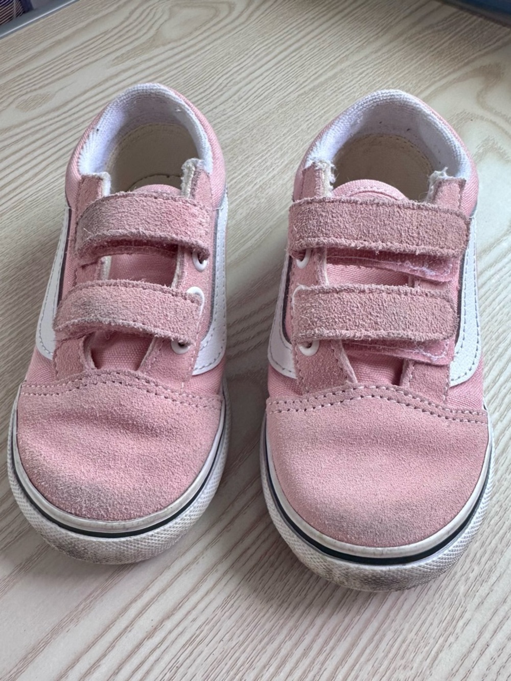 Vans Kids Pink Canvas & Suede Velcro Sneakers